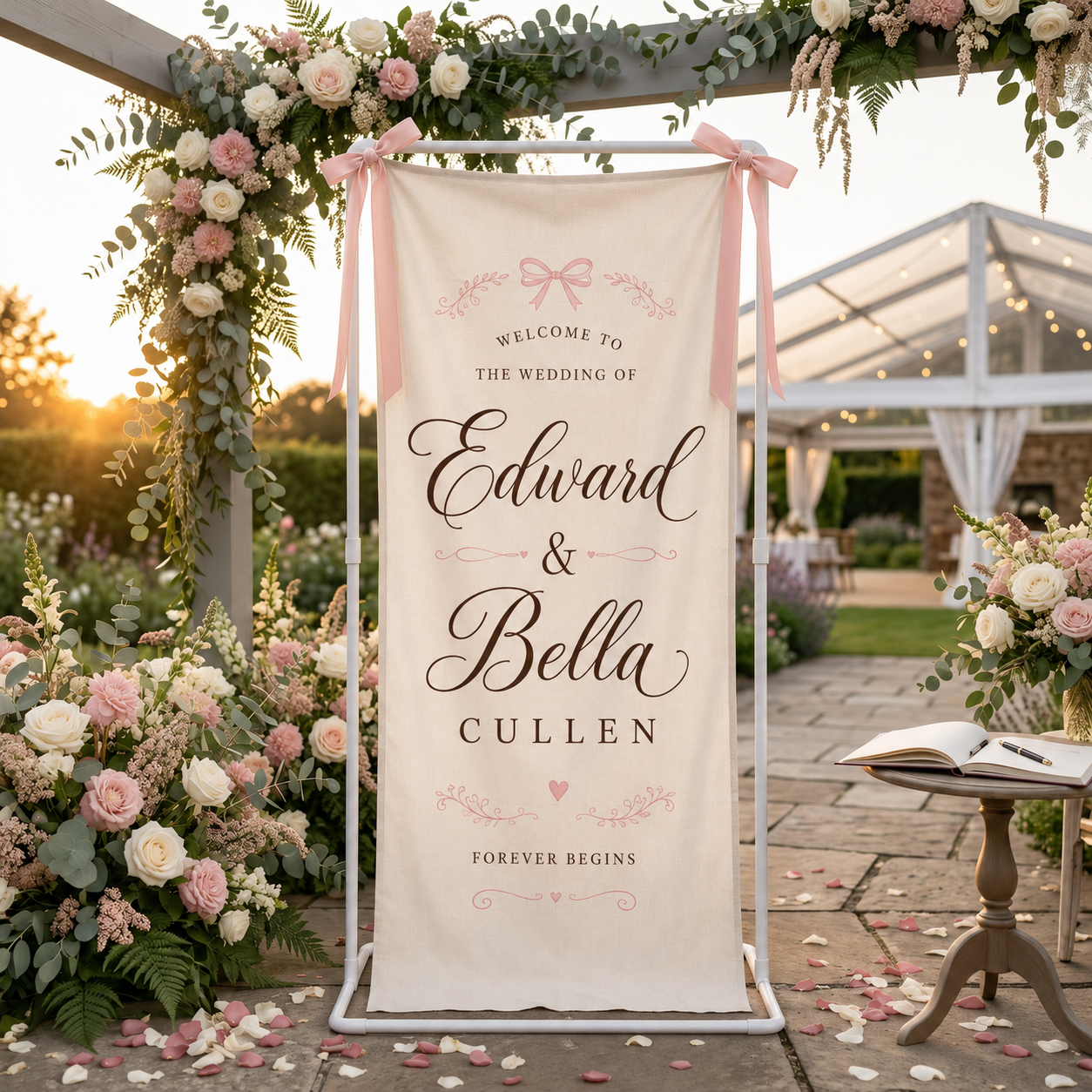 Custom Linen Wedding or Party Banner