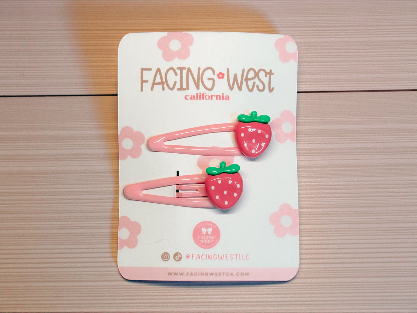 Strawberry Hair Clips β Sweet Strawberry Snap Clips (Set of 2)