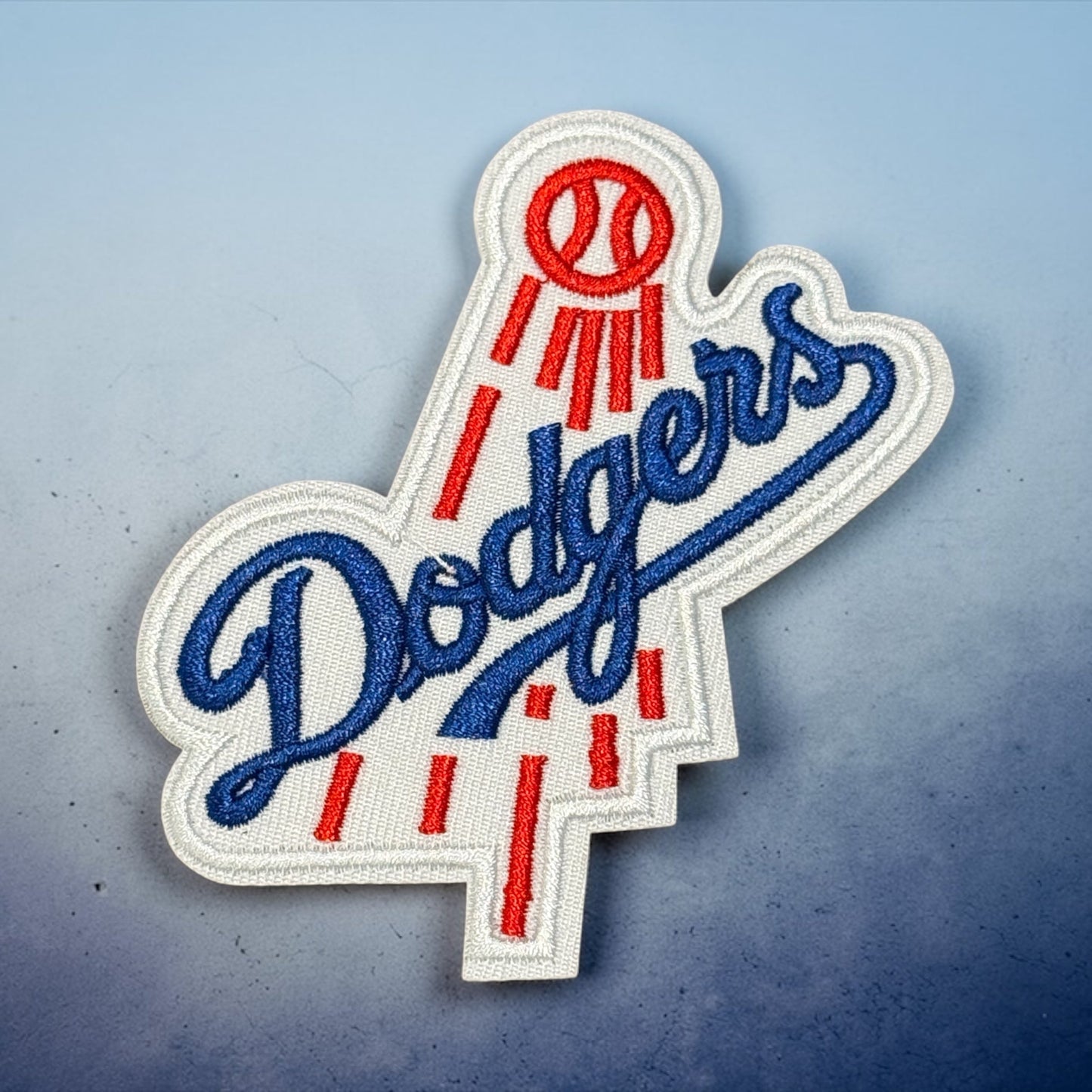 Los Angeles Dodgers logo patch on a blue background