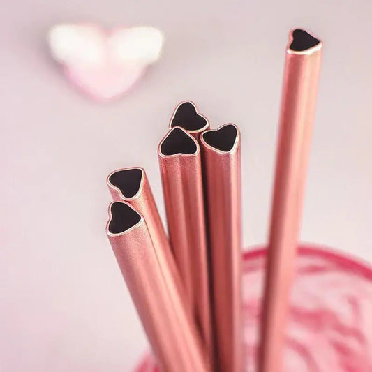 Pink Heart Stainless Steel Straw