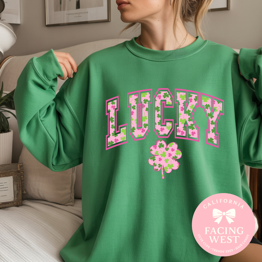 Pink Preppy Clover Graphic Sweatshirt