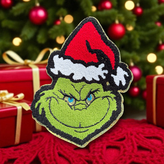 Red Grinch Santa Hat Patch