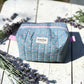 Dusty Blue Daisy Quilted Pouch