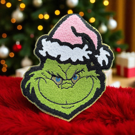 Pink Grinch Santa Hat Patch