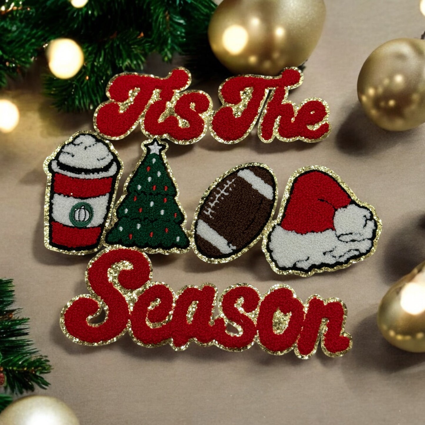Christmas Chenille/Glitter and Sequined Patches