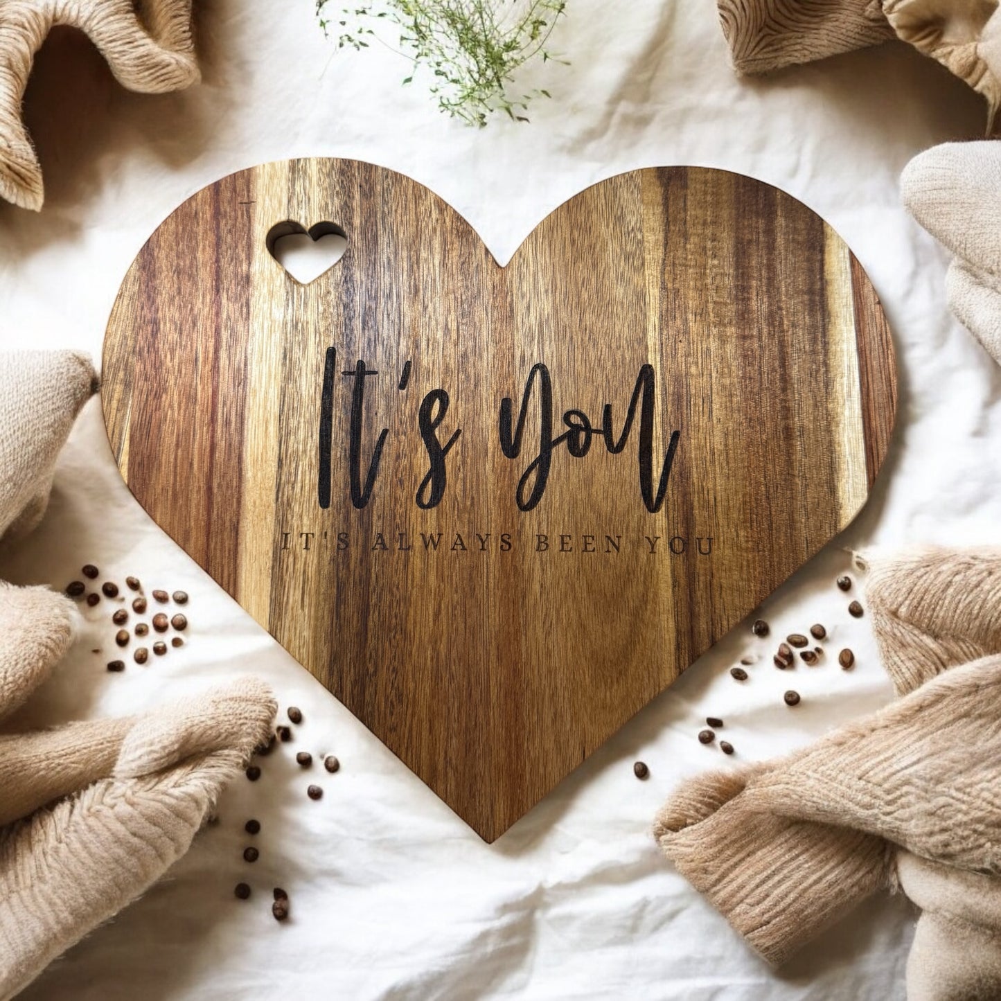 Engraved Wooden Heart Serving Board