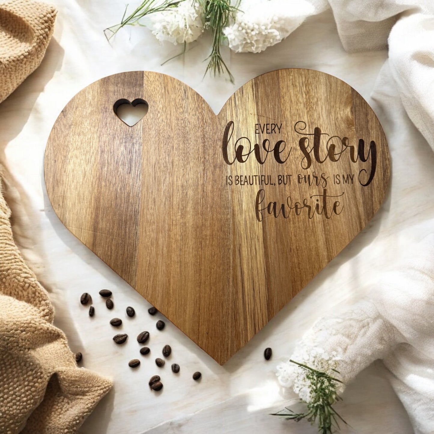 Engraved Wooden Heart Serving Board