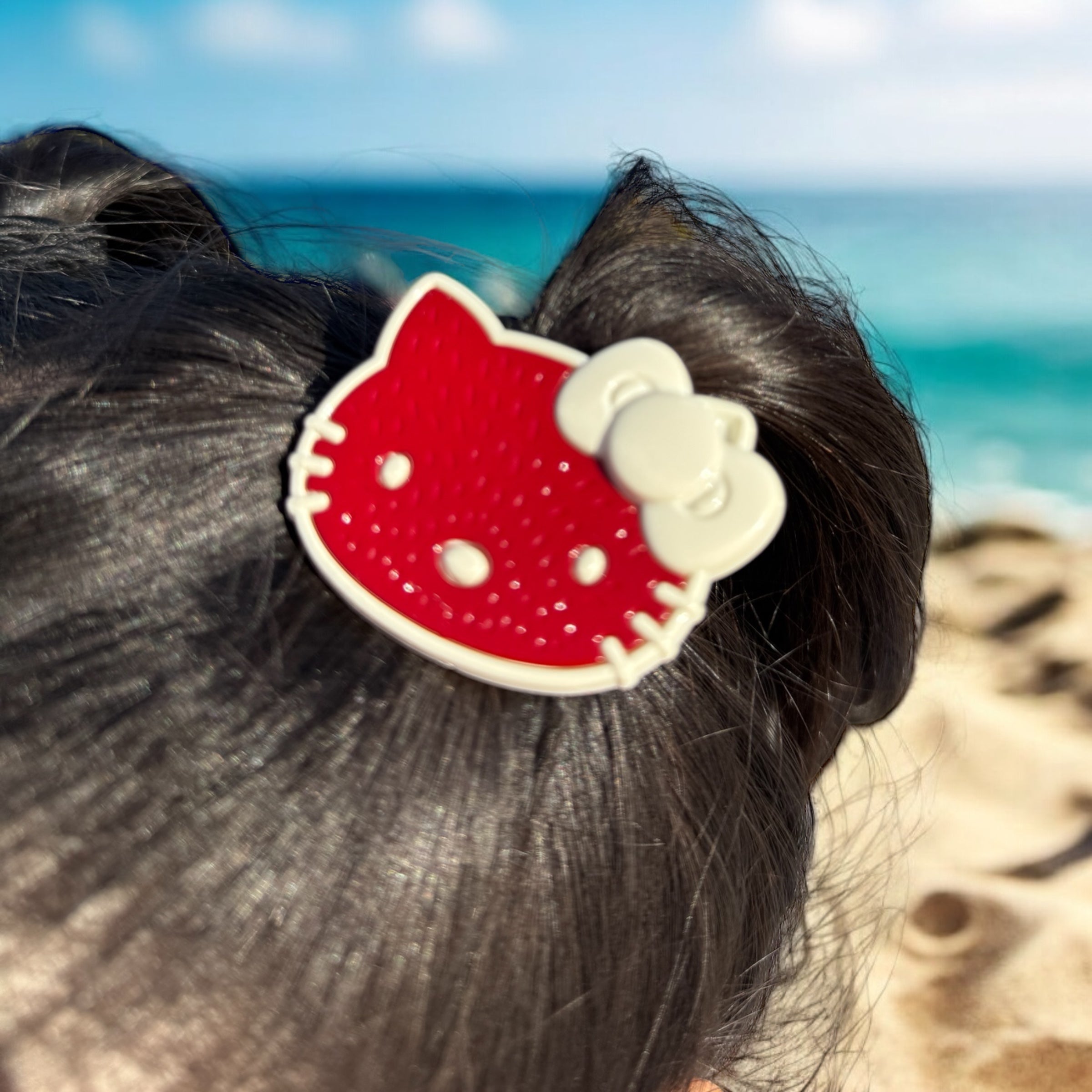 Deep Red Hello Kitty Hair Clip β Facing West