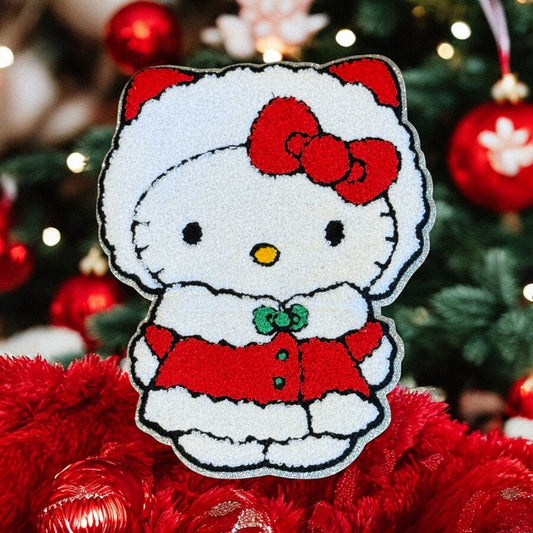 Santa’s Cutest Helper – Kawaii Kitty Mrs. Claus Patch (10")