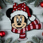 Holiday Minnie Chenille Patch – 10” Embroidered Iron-On Patch