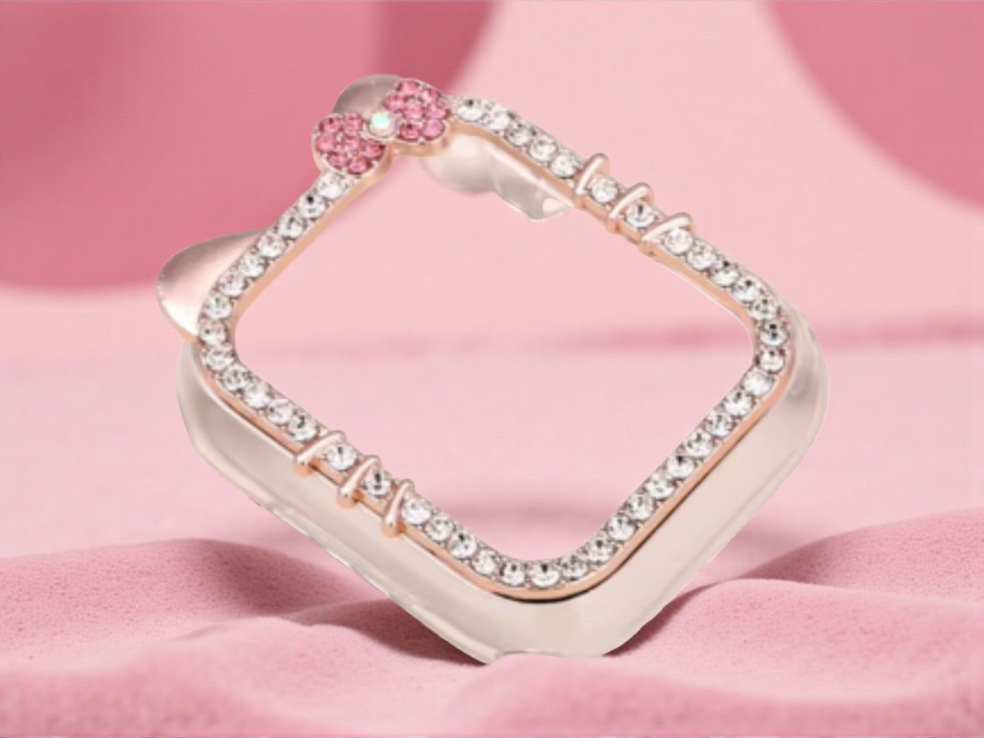 Sparkling Pink Bow Apple Watch Case | Bling Diamond Rhinestone Bumper Cover | Cute HK Fan Accessory