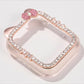 Sparkling Pink Bow Apple Watch Case | Bling Diamond Rhinestone Bumper Cover | Cute HK Fan Accessory