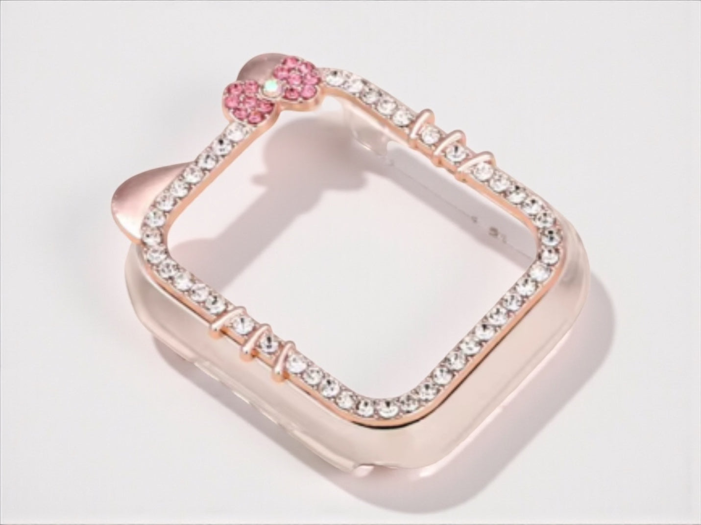Sparkling Pink Bow Apple Watch Case | Bling Diamond Rhinestone Bumper Cover | Cute HK Fan Accessory