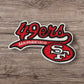 San Francisco 49ers embroidered patch in red, black, and white featuring team logo and script design.