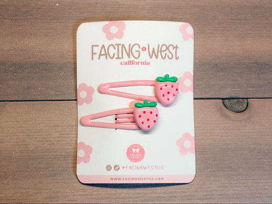Strawberry Hair Clips – Sweet Strawberry Snap Clips (Set of 2)