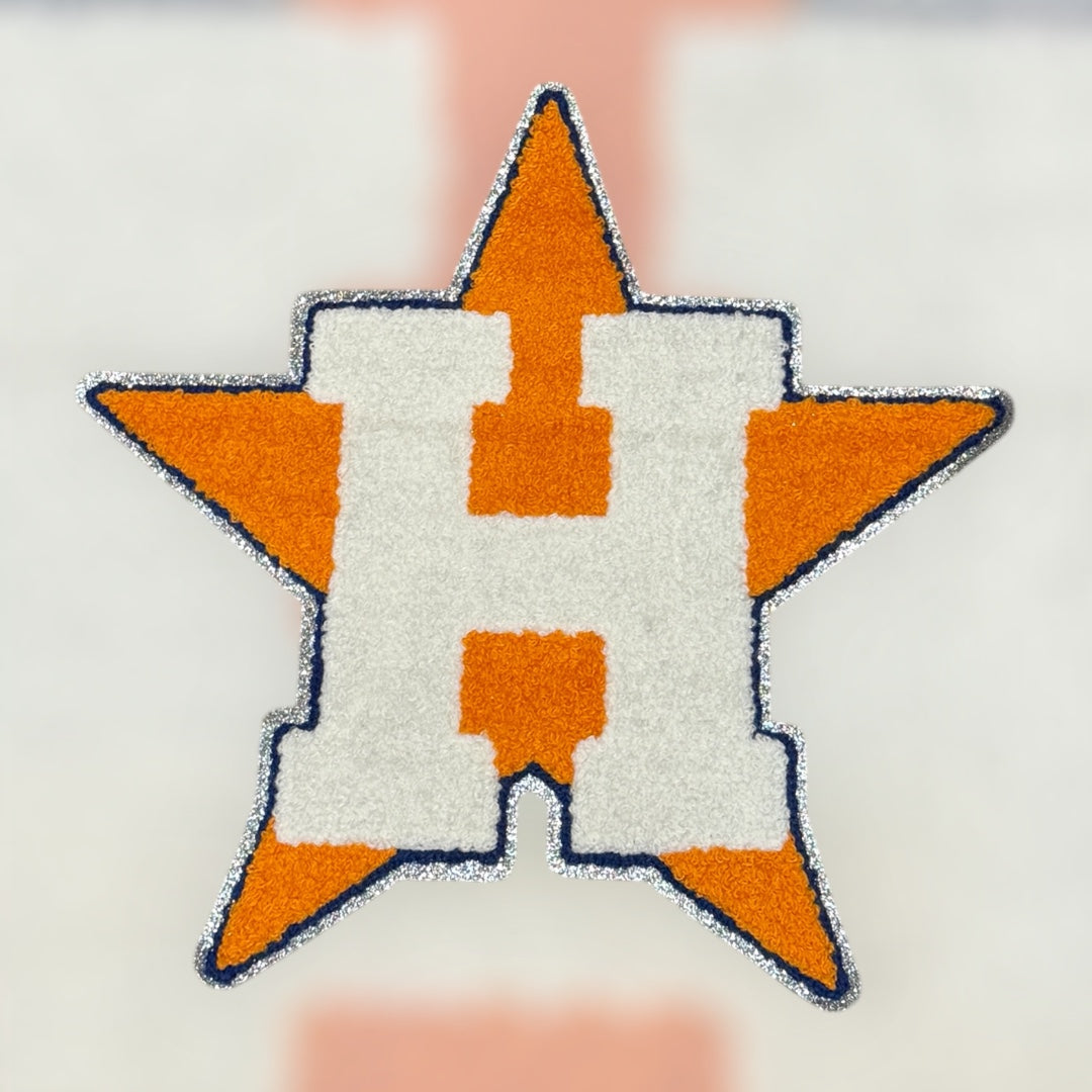 Astros Chenille or Sequin Patch – 10” Wide Oversized Star Patch
