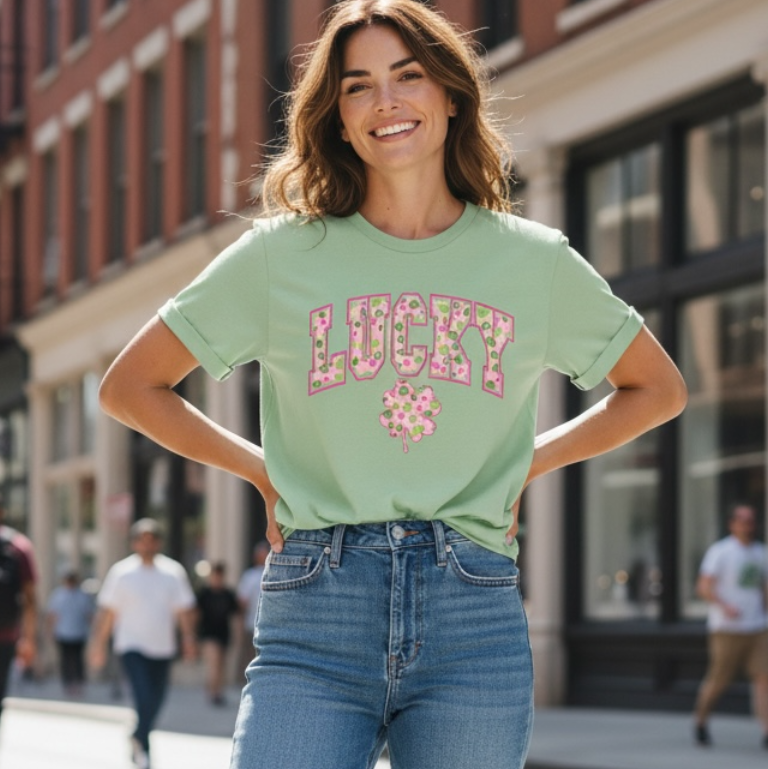 Pink Preppy Clover Graphic Tee