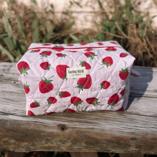 Sweet Strawberry Patch Quilted Pouches