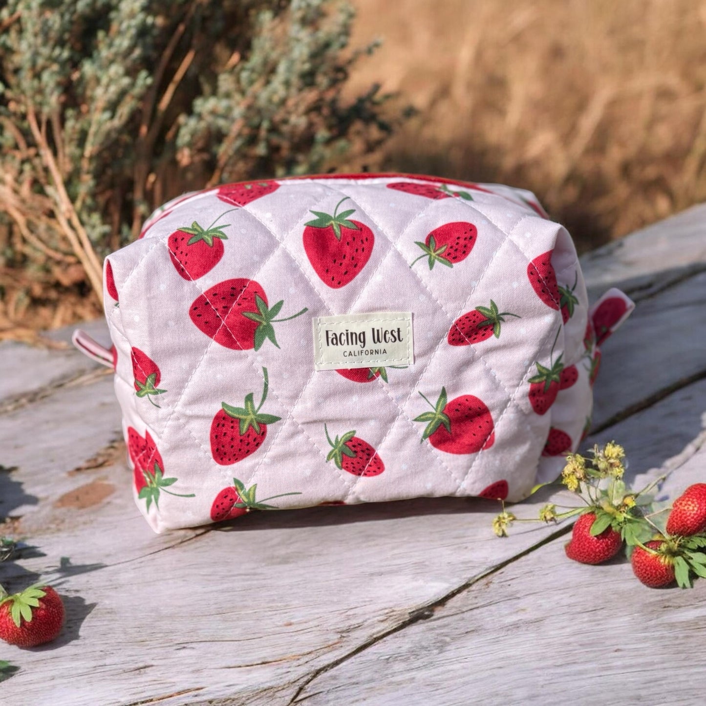Sweet Strawberry Patch Quilted Pouches