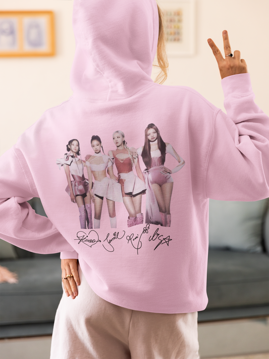 BlackPink Hoodie with Member Image &amp; Signatures – K-Pop Fan Favorite Pullover