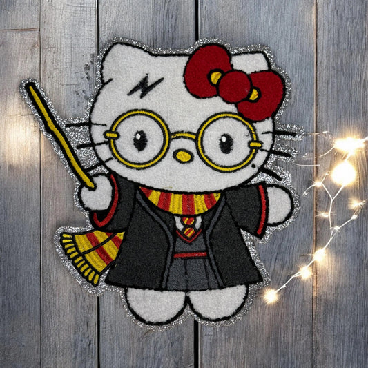Kitty Wizard Chenille Patch| 10 inch Chenille Iron On Patch
