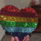 Heart Shaped Rainbow Sequined Patch